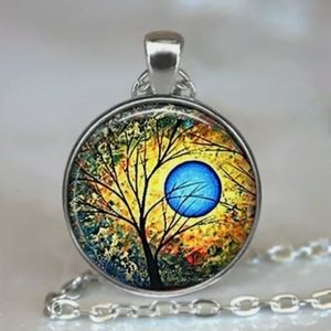Moon and tree pendant
